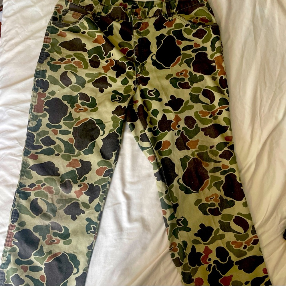 Vintage Walls Duck Camo Pants Size 40 Made USA 1970s Worn Broken In